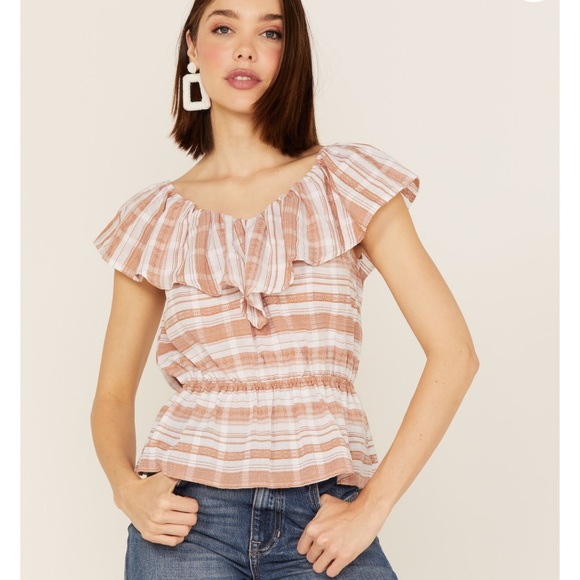 Wrangler Tops - Wrangler Retro Women’s Southwestern Stripe Off Shoulder Top small